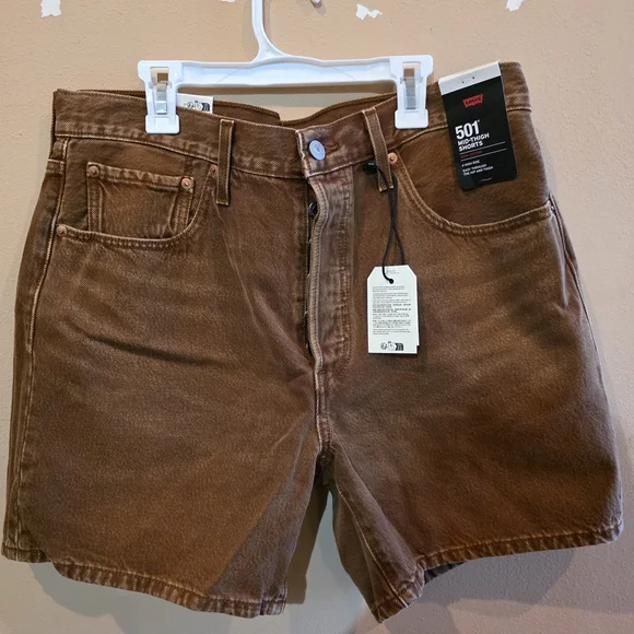 Levi's Brown Denim Shorts Size 32 - Picture 1 of 12